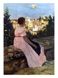 Bazille: Pink Dress, 1864 reproduction procédé giclée par Frederic Bazille