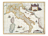 Map Of Italy, 1631 Giclee-trykk av Johannes Blaeu