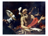 Saint Jerome & The Angel reproduction procédé giclée par Simon Vouet