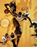 Magic Johnson Overhead View Yellow Floor Autographed Photo (Hand Signed Collectable) Photo