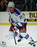 Brandon Dubinsky Skating up Ice Rangers White Jersey Photo