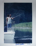 Hank Aaron Fishing Signed By er Ken Regan Autographed Photo (Hand Signed Collectable) Photo