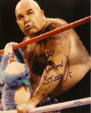 George "The Animal" Steele Against The Ropes Autographed Photo (Hand Signed Collectable) Photo