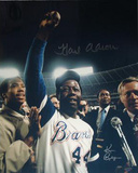 Hank Aaron One Arm Up Ball in Hand Signed by Ken Regan Autographed Photo (Hand Signed Collectable) Photo