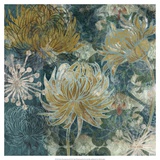 Navy Chrysanthemums II Prints by Maria Woods