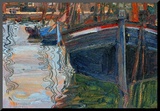 Boats Mirrored in the Water, 1908 Mounted Print by Egon Schiele