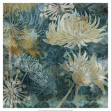 Navy Chrysanthemums I Prints by Maria Woods