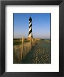 Cape Hatteras Lighthouse with Surrounding Sand Fence Framed Photographic Print by Steve Winter