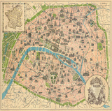 Vintage Paris Map Prints