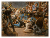 Fight At The Watering Hole Prints by Andy Thomas
