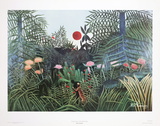 Jungle Scene with Setting Sun Art par Henri Rousseau
