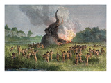 Prehistoric Mammoth Hunt Giclee Print