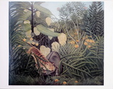The Jungle, Tiger Attacking a Buffalo Posters by Henri Rousseau