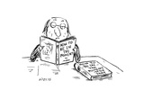 Man reading How-To book on being in the 'moment' and being in the 'moment … - Cartoon Premium Giclee Print by David Sipress
