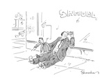 Ventriloquist consumes alcohol while his puppet vomits. - Cartoon Premium Giclee Print by Danny Shanahan