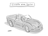 Angry woman in Corvette underneath banner: 'Corvette with Spoiler'. - Cartoon Premium Giclee Print by Kim Warp