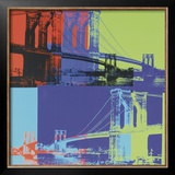 Brooklyn Bridge, c.1983 (Orange, Blue, Lime) Framed Giclee Print by Andy Warhol
