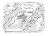 Newborn in nursery thinks, 'BLACK AND A GIRL? YOU ARE FREAKING KIDDING ME! - Cartoon Premium Giclee Print by Kim Warp