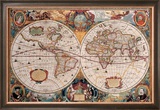Antique Map, Geographica, Ca. 1630 Framed Giclee Print by Henricus Hondius