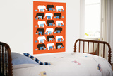 Orange Elephant Pattern Print by  Avalisa