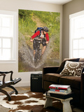 Mountain Biker Splashes Through Andrews Creek, Maah Daah Hey Trail in Medora, North Dakota, USA Posters by Chuck Haney