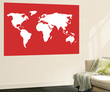 Carte du monde en rouge Posters par  Avalisa