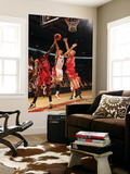 Houston Rockets v Toronto Raptors: Linas Kleiza, Jordan Hill and Chase Budinger Print by Ron Turenne