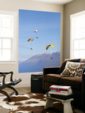 Paragliders Over Mountains, Queenstown, South Island, New Zealand Prints by David Wall