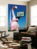 Pink Dinosuar Greeting Visitors Poster by Wade Eakle