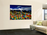 Meilixueshan (Also known as Meili Xueshan) Mountain Range and Buddhist Prayer Flags Print by Richard l'Anson