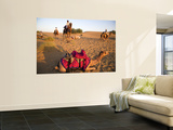 Resting Camels at Dusk in Sam Sand Dunes Near Jaisalmer Posters by Lindsay Brown