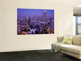 Thailand, Bangkok, City Skyline and Chao Phraya River at Night Print by Steve Vidler
