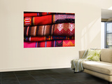 Typical Bolivian Weavings at Street Craft Stall, Calle Linares Print by Krzysztof Dydynski