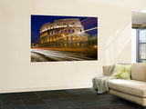 Traffic Trails and Collosseum (Colosseo) at Night from Via Dei Fori Imperiali Print by Guylain Doyle