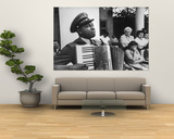 Navy CPO Graham Jackson Playing Accordian, Crying as Franklin D Roosevelt's Body is Carried Away Print by Ed Clark