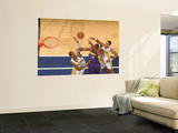 Los Angeles Lakers v Indiana Pacers: Andrew Bynum, Roy Hibbert and Brandon Rush Prints by Ron Hoskins
