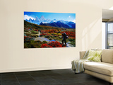 Trekkers Walking Through Autumnal Foliage Towards Monte Fitz Roy Posters par Gareth McCormack