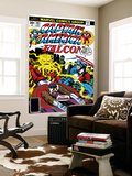 Captain America And The Falcon 205 Cover: Captain America, Falcon and Agron Fighting and Flying Prints by Jack Kirby