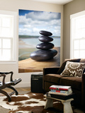 Hot Stones Spa Treatment at St. Brides Hotel and Spa with Saundersfoot Beach in Background Poster by Huw Jones