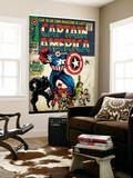 Marvel Comics Retro: Captain America Comic Book Cover 100, with Black Panther, Thor, Namor (aged) Prints
