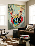 Marvel Comics Retro: Mighty Thor Comic Panel, Flying (aged) Prints