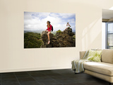 Girls on Rocks on Nounou Mountain Hiking Trai Prints by Micah Wright