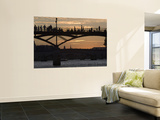 People Silhouetted on Footbridge over River Seine at Sunset Prints by Will Salter