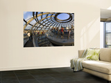 Visitors Inside Glass Dome on Top of Parliamentary Building, the Reichstag, Mitte Prints by Mark Daffey