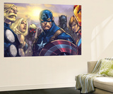 Ultimates 3 5 Cover: Captain America, Hawkeye, Black Panther, Iron Man, Wasp, Thor and Sif Print by Joe Madureira