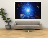 Image de la Terre et d'une étoile qui brille Poster par Ron Russell