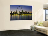 City Lit Up at Night, Gateway Arch, Mississippi River, St. Louis, Missouri, USA Posters