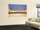 Light Illuminated in the Museum, Louvre Pyramid, Paris, France Print