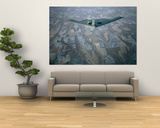 A B-2 Stealth Bomber Flies Above the Patterned Terrain of Southwestern Nebraska Prints