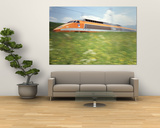 TGV High-Speed Train Moving Through Hills, Blurred Motion Print